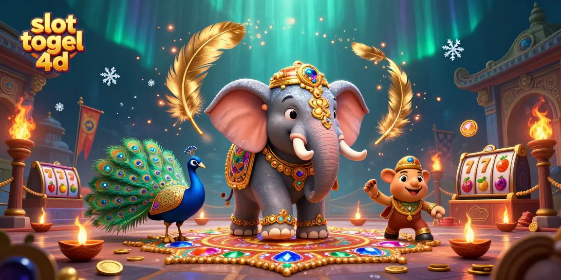 Engage with slot togel 4d in a vibrant, festive scene featuring lively characters and shining casino elements.