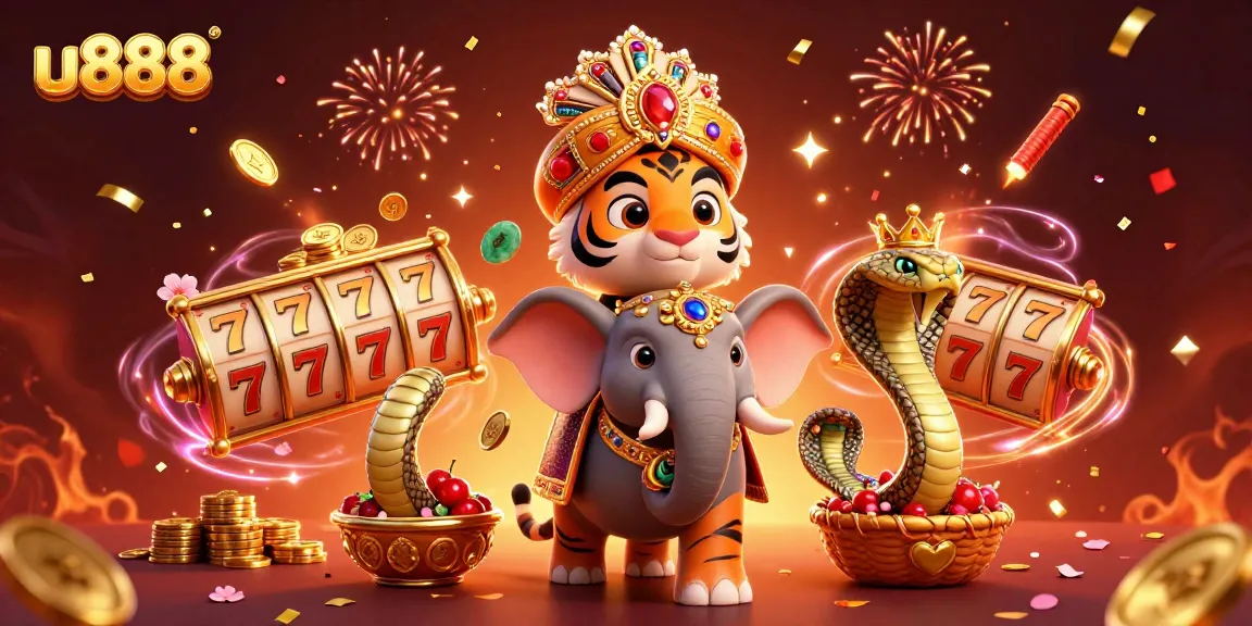 Experience the thrill of u888 with a vibrant 3D casino illustration featuring a maharaja, elephant, and lucky symbols.