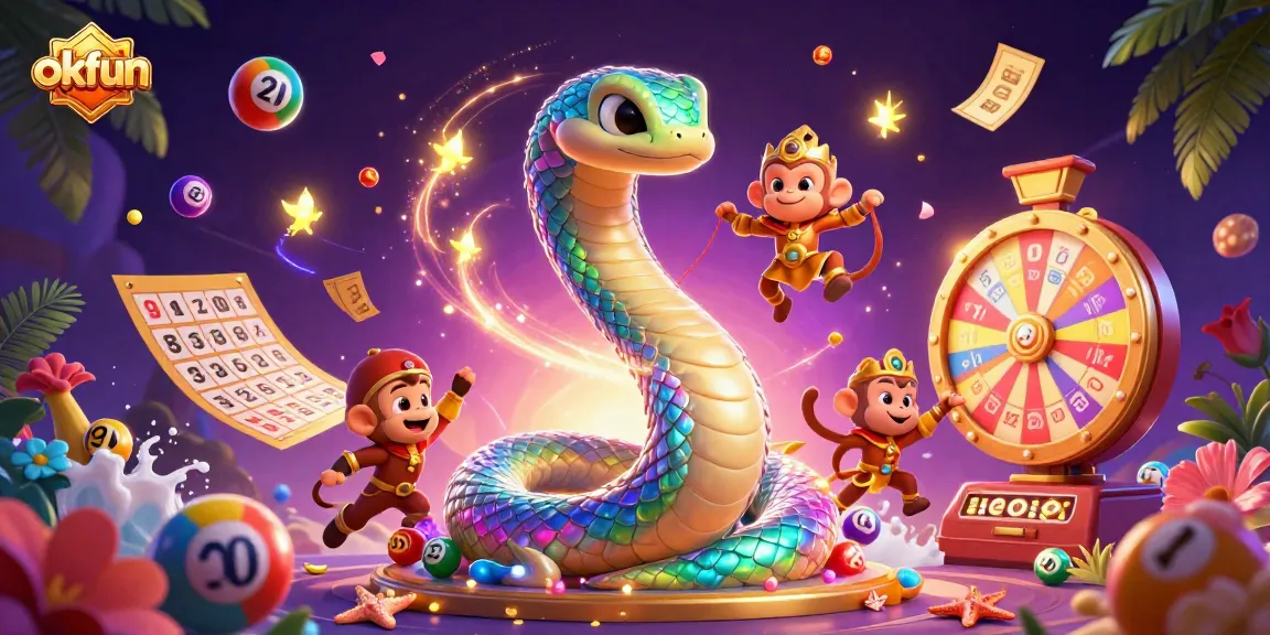 Spin the jackpot at okfun with a vibrant illustration of a casino-themed scene filled with colorful elements.