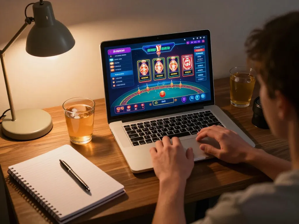 ee88 player experiencing an engaging online casino session with vibrant game display and cozy atmosphere
