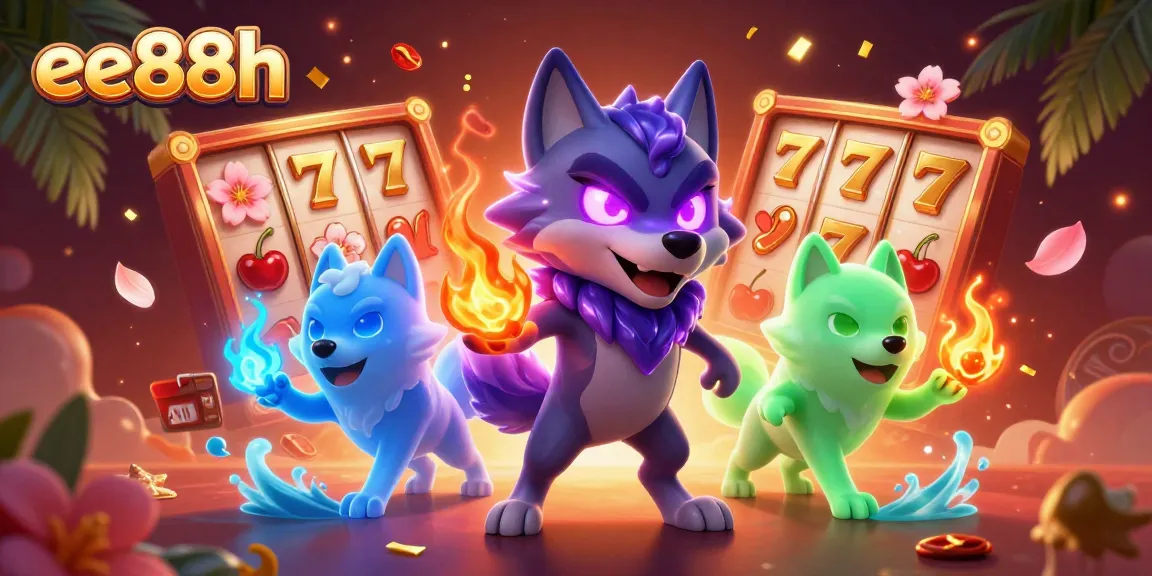 Engage with the exhilarating slots and animated wolves in the vibrant world of ee88h, featuring vivid casino elements.