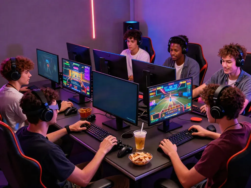 Friends enjoying an engaging online gaming session featuring casinos not on gamstop uk.