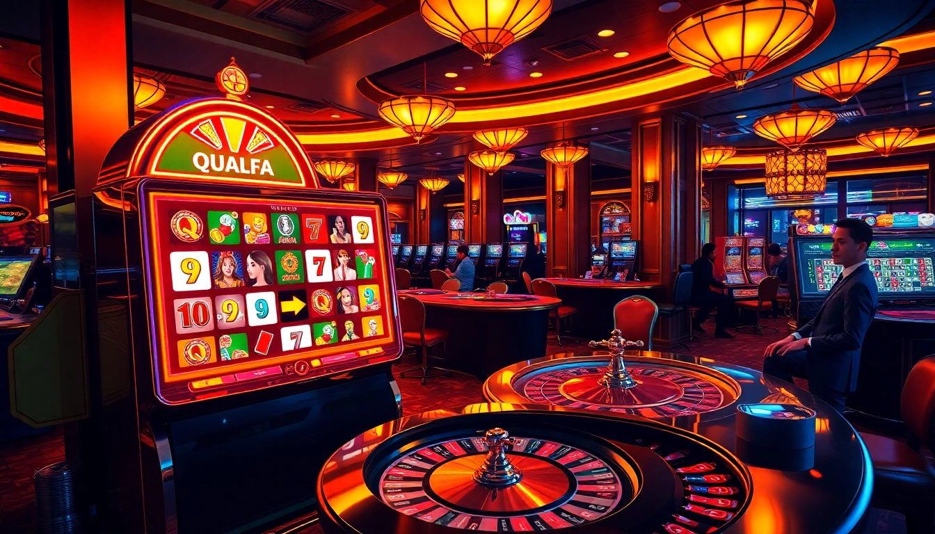 Experience thrilling gameplay at qqalfa's modern casino, featuring exciting slot machines and vibrant casino tables.