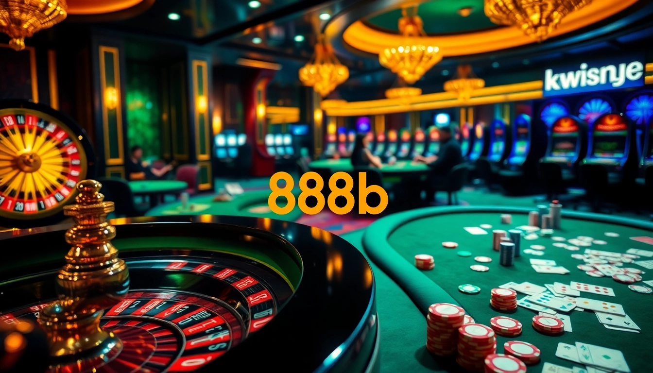Experience high-stakes gambling at 888b with vibrant tables, chips, and an electric atmosphere.
