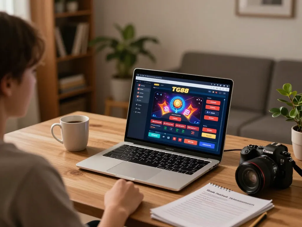 Player engaging in TG88 casino games at home, emphasizing strategic and responsible gambling practices.