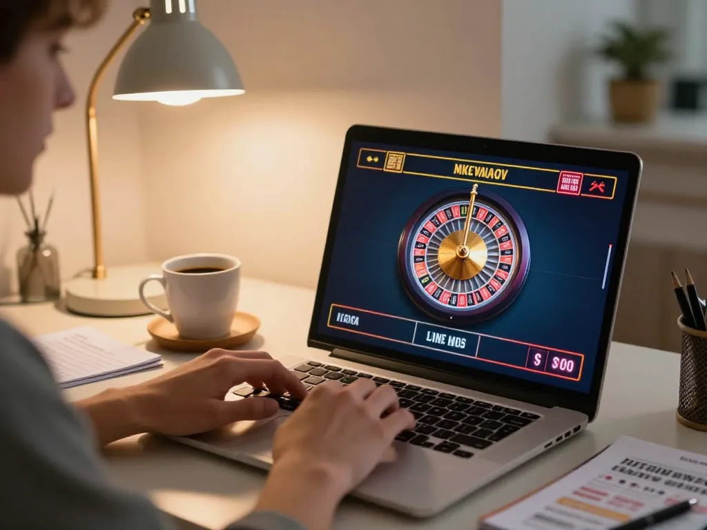 Engaging in online gaming with Link vào Tx88 showing roulette gameplay on laptop