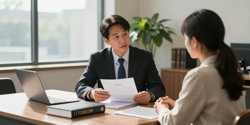 Cherokee County Georgia DUI lawyers reviewing case documents with client in modern law office.