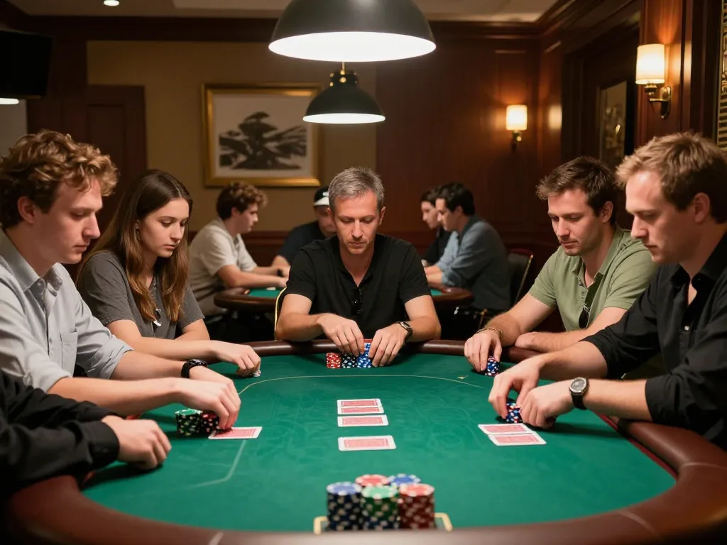 Players engaged in a thrilling poker game at ngiyaw-ebooks tournament, showcasing strategy and excitement.