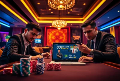 Experience the thrill of online gambling at 8day.cn.com with a high-stakes poker game scene.