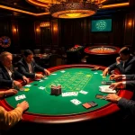 Engaged players at a luxury poker table in a casino, highlighting jl 55 in decor.