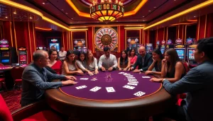 Gamble strategically at UK88's dynamic poker table surrounded by vibrant casino excitement.