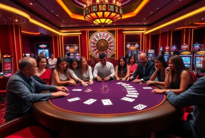 Gamble strategically at UK88's dynamic poker table surrounded by vibrant casino excitement.