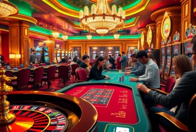 Players engaging in thrilling gameplay at vvjl 11's upscale casino, showcasing excitement and luxury.