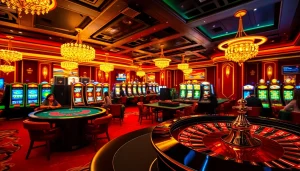 Exciting gaming action at rik vip casino, featuring poker tables and dynamic roulette wheels.