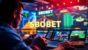 SBOBET.dance showcases a vibrant online betting scene with players interacting with a modern casino interface.