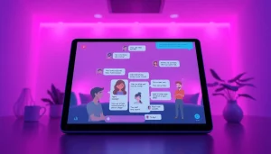 Engaging interface showcasing sex chat AI with inviting avatars and conversation bubbles.