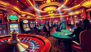 Excited gamblers playing at the casino with tr88 com's vibrant betting options and roulette, creating an engaging atmosphere.
