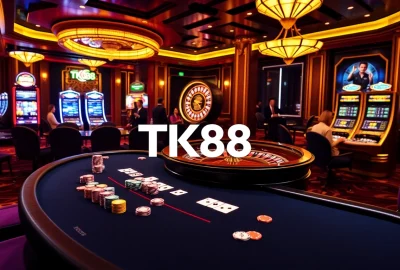 Experience high-stakes poker at TK88 Casino with vibrant casino elements in play.